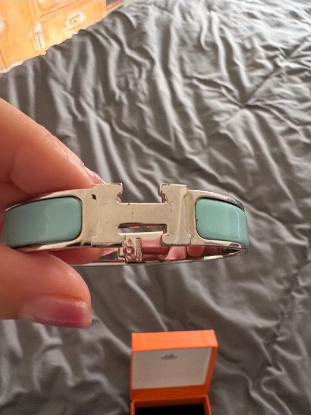 Hermes H Clic Bracelet in Turquoise and Silver
